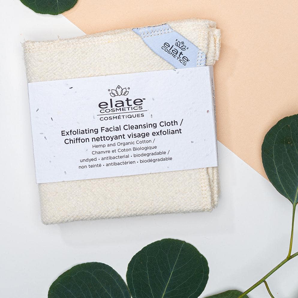 a reusable exfoliating facial cleansing cloth is a must have for a sustainable bathroom